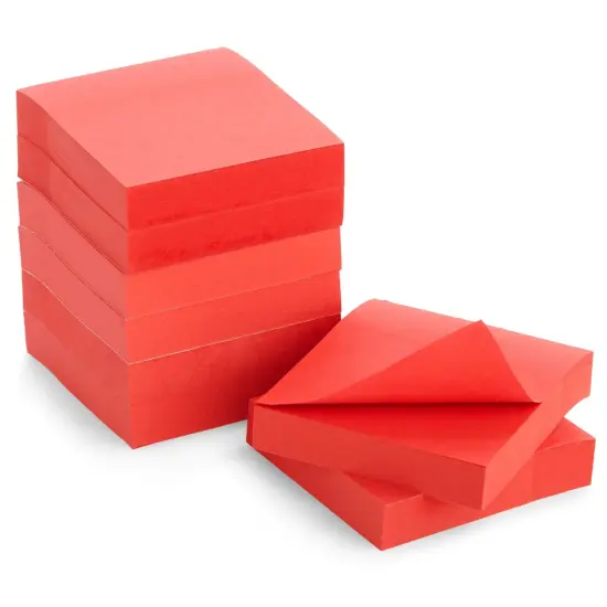 8 Pack Bright Red Sticky Notes 3x3 Inch Self-Stick Note Pads for Home, Office Supplies (100 Sheets Per Pad) {7}