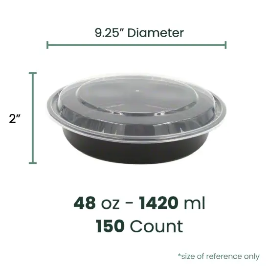 Northlight 150-Count48 oz. Black Microwavable Plastic Take Out Container with Clear Lid {7}