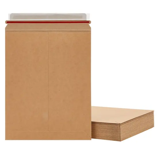 25-Pack Stay Flat Rigid Mailers 9x11.5 with Self Adhesive Seal, 450 gsm Sturdy Brown Cardboard Envelopes for Shipping Photos, Magazines, Comic Books, Art Prints, Documents, Collectibles {1}