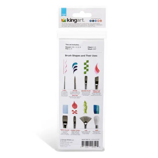 KINGART&reg; Gold Nylon Brush Set 10 pc {5}