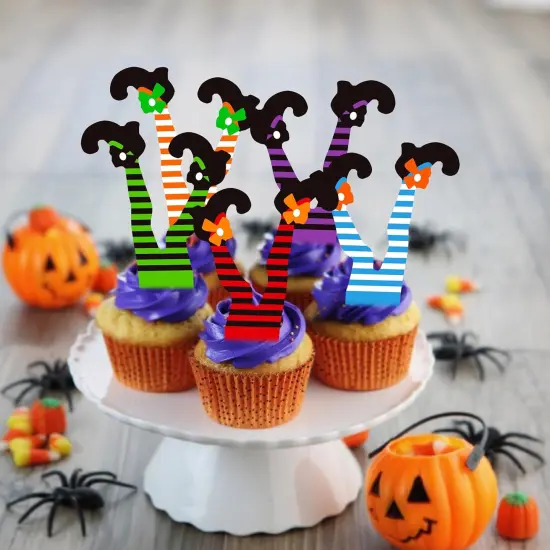 48pcs Witch Boot Theme Cupcake Toppers Halloween Party Decorations {5}
