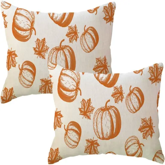 2Pack Fall Pumpkins Throw Pillow Covers 18x18 {1}