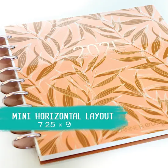 2025 Planner - Mini Horizontal Layout, Disc Bound - "Golden Leaves" (#1007) {1}