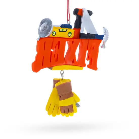 Fixer Word with Tools and Gloves Resin Christmas Ornament {4}