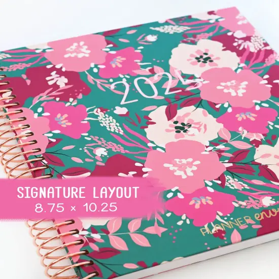 2025 Planner - Signature Layout, Spiral Bound - "Teal & Pink Floral" (#205) {1}