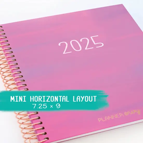 2025 Planner - Mini Horizontal Layout, Spiral Bound - "Fuchsia Strokes" (#404) {1}