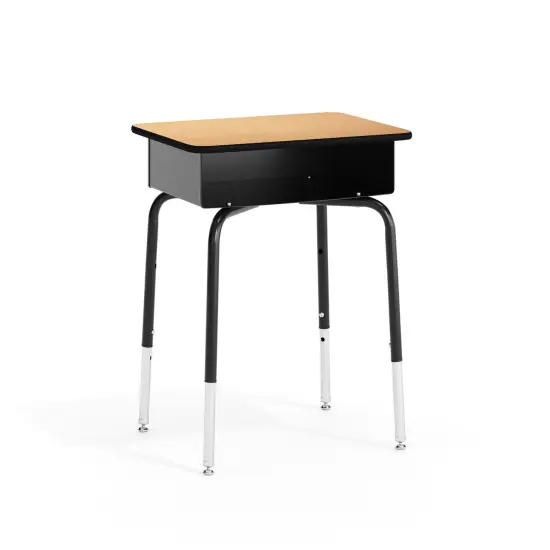 Emma and Oliver Student Desk with Open Front Metal Book Box - School Desk Natural/BlackFrame {2}