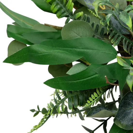 Northlight Eucalyptus and Fern Mixed Foliage Artificial Spring Wreath - 24" Green {6}