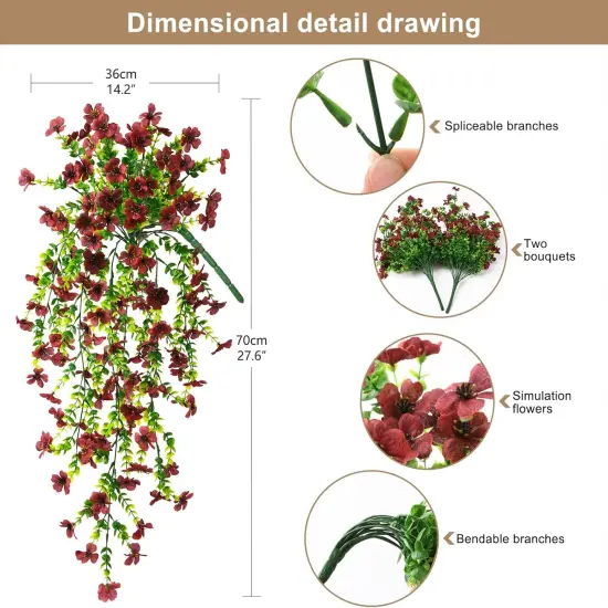 Vibrant Faux Daisy Hanging Plants - 2PCS Fall D&eacute;cor Orange brown {7}