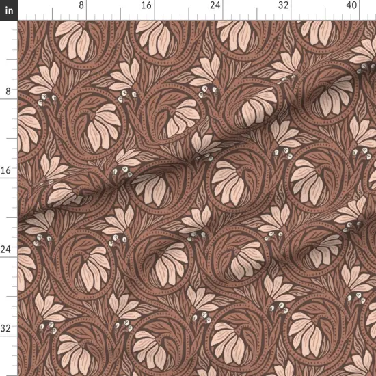 Various Fabrics by the Yard or Fat Quarter Rustic Flowers Vines Monochromatic Earth Tone Lines Swirls Abstract Floral Farmhouse Custom Printed Fabric by Spoonflower {1}