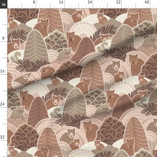 Various Fabrics by the Yard or Fat Quarter Bears Autumn Nature Earth Tone Animals Woodland Raccoon Squirrel Trees Abstract Geometric Soft Brown Kids Room Custom Printed Fabric by Spoonflower {1}