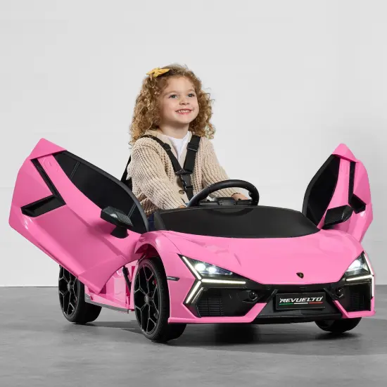 Best Choice Products Kids 12V Ride-On Car Officially Licensed Lamborghini Revuelto w/ Remote, LED Lights Pink {1}