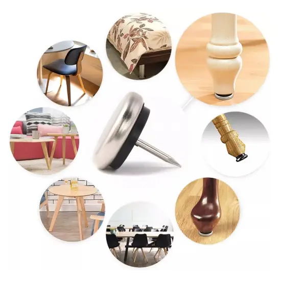 Kitcheniva 7/8" Nickel Base Metal Nail-On Glides For Wood Furnitures Crafts {2}