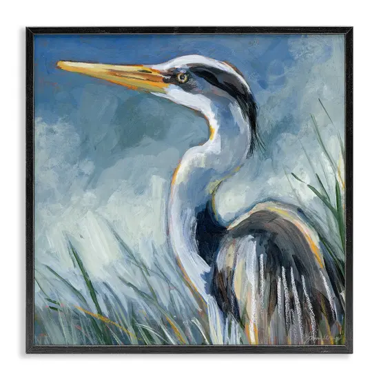 Stupell Industries Heron Gazing with Grasses Framed Giclee By Susan Winget {1}