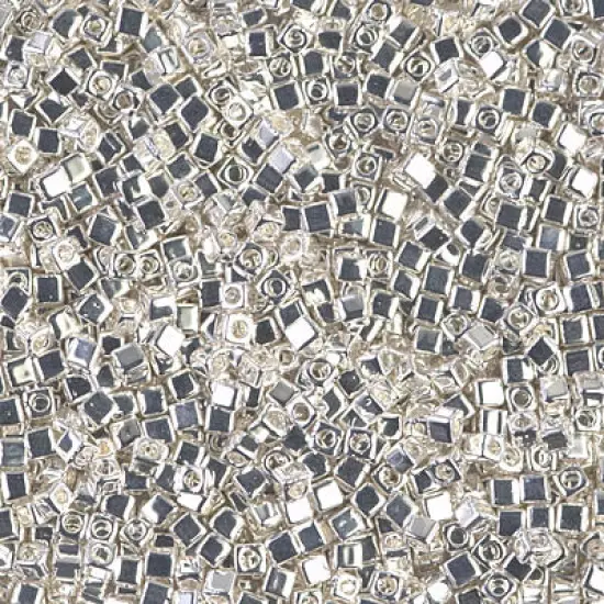 Miyuki 1.8mm Cube, Bright Sterling Plated, #961, 10 grams {1}