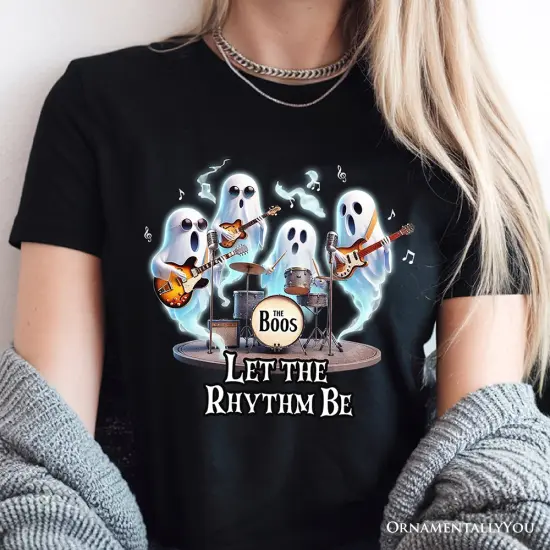 Let the Rhythm Be Ghost Band T-Shirt, Whimsical Music Tee for Guitar Rock Style People {6}