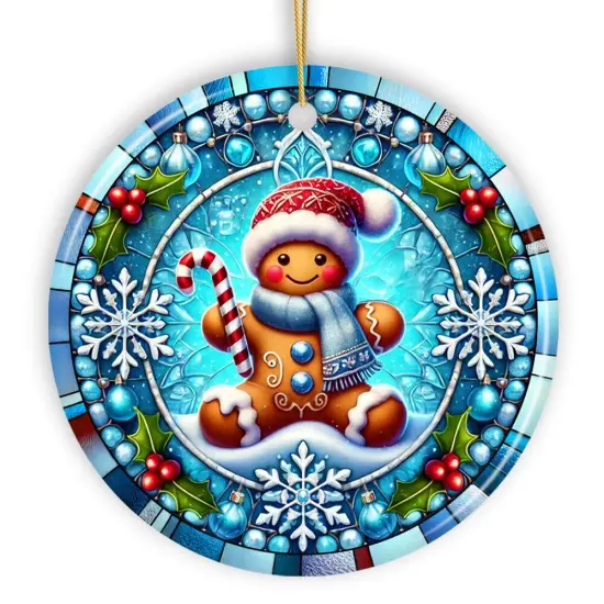 Crystal Snow Gingerbread Man Ornament, Magical Gift and Decor for Christmas Tree {7}