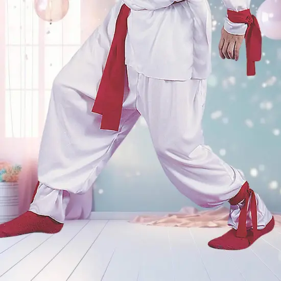 White Ninja Deluxe Child Costume with Hooded Shirt and Red Dragon Design {4}