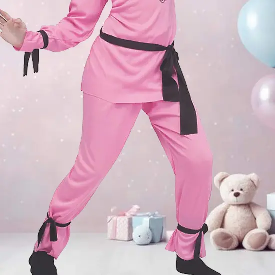 Pink Ninja Child Costume with Dragon Print Hood and Matching Accessories {4}