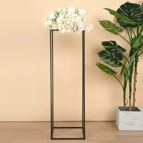 2 pcs 40" tall Matte Black Geometric Metal Stands Wedding Flower Vase Holders {2}