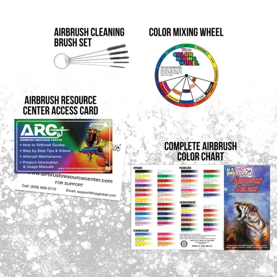 Master Airbrush Multi-Purpose Airbrushing System with 3 Airbrushes, 6 U.S. Art Supply Primary Acrylic Paint Colors, Cool Running Air Compressor {6}