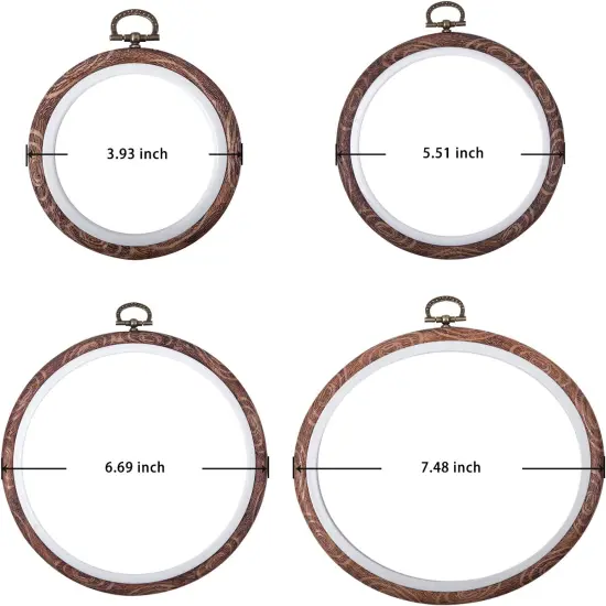 4pcs Faux Wood Embroidery Hoop Set &ndash; Circle & Oval (Imitated Wood) {4}