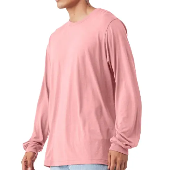 Bella + Canvas Long Sleeve T-Shirt, Men&rsquo;s Heavy Cotton Jersey Tee, Multicolor Pink {2}