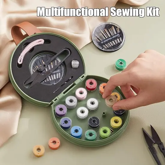 Sewing Kit, Travel Mini Sewing Kits for Adults Suppliers Repair Project Kit Needle Family Sewing Thread Accessories Traveler Beginner Emergency Kids DIY Organizer Plastic(Green sewing kit) {4}