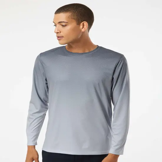 Paragon&reg; Performance Pin Dot Slim Fit Crewneck Long Sleeve T-Shirt Navy/ blue mist {3}