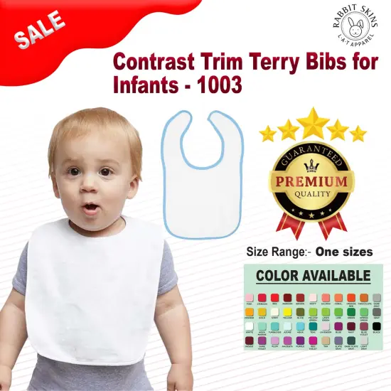 Rabbit Skins&reg; Contrast Trim Terry Bibs for Infants - 1003 {2}