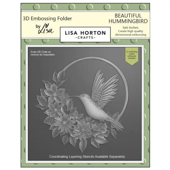Lisa Horton Crafts Embossing Folder And Die 6"X6"-Beautiful Hummingbird {1}