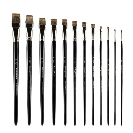 Creative Mark Hamburg Premiere Professional Oil Painting Brushes - Bright #14 Oil Paint Brush - Handmade in Germany, Natural & Synthetic Hair Blend, Long Triple-Lacquered Birch Handle {4}