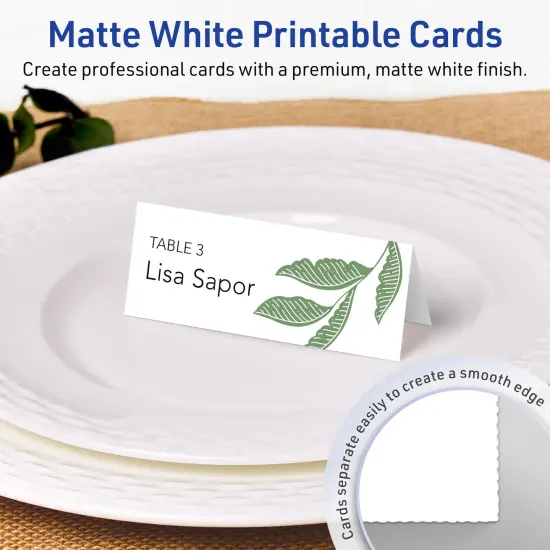 Avery Matte White Place Cards, 1-7/16" x 3-3/4" Rectangle {2}