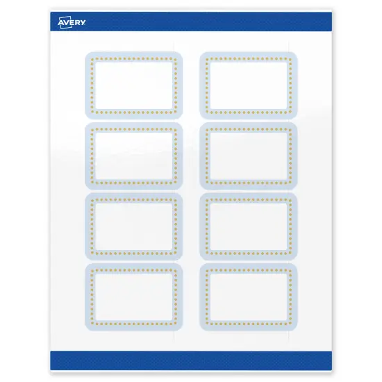 Avery Printable Rectangle Labels, Gold Dots with Blue Border, 2" x 3", Glossy White Rectangle Labels, Permanent, Laser/Inkjet, 80ct, Great for Product Labels {1}