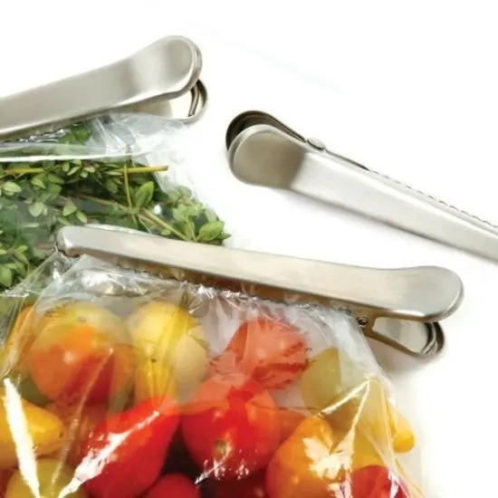 Norpro 3pc Stainless Steel Ultimate Jaw Clips - 4.5" Metal Squeeze Chip Bag Clip {5}