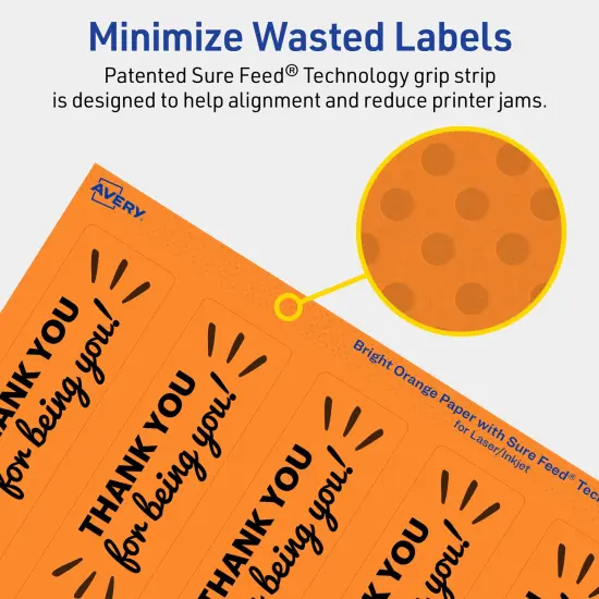 Avery Bright Orange Paper Labels, 9.75" x 1.25" Rectangle {4}