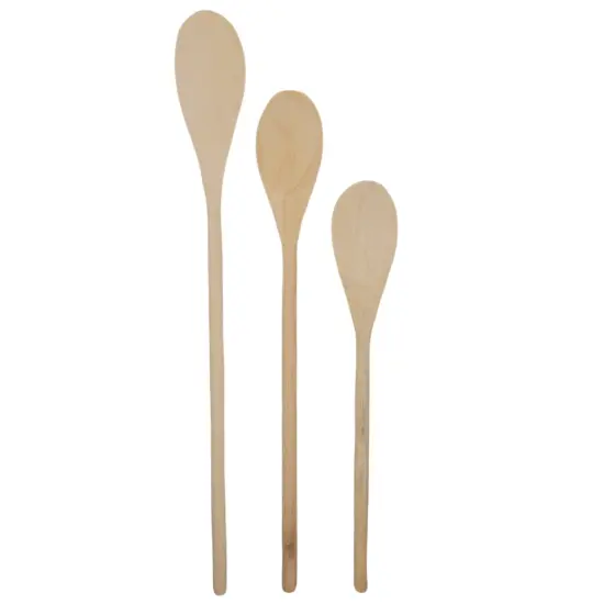 Handy Housewares 3 piece Long Handle Wooden Mixing Spoon Set - 10", 12" and 14" Long {3}