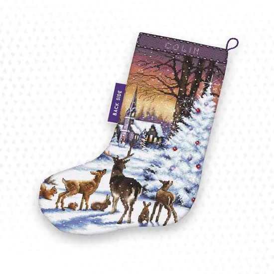 Christmas Wood Stocking LETI948 Counted Cross Stitch Kit {1}