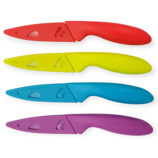Handy Housewares 4pc Colorful Paring Knife Set with Sheath Covers {4}