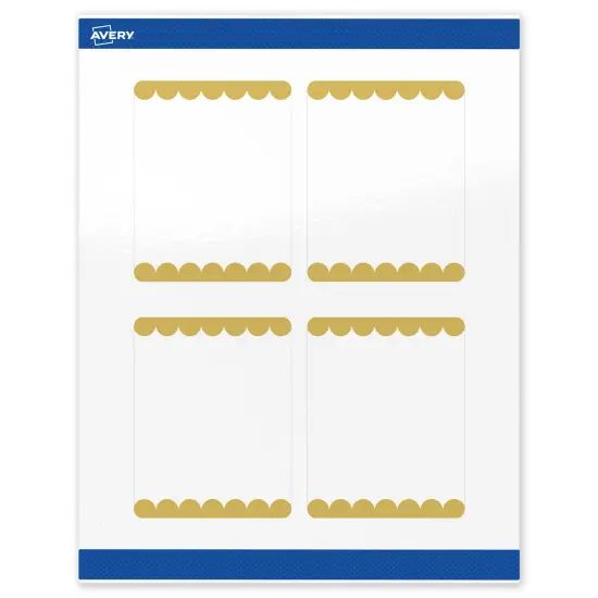 Avery Printable Rectangle Labels, Gold Edge Dots, 4" x 3-1/3", Glossy White Rectangle Labels, Permanent, Laser/Inkjet, 40ct, Great for Product Labels {1}