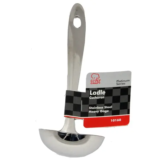 Chef Craft 8" Stainless Steel Serving Ladle with Sleek Mirror Finish {3}