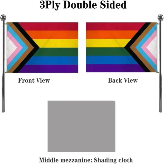 Inclusive Progress Pride Rainbow Flags 3x5 Outdoor- Heavy Duty Nylon LGBTQ Rainbow Flag Banner with 2 Grommets {2}