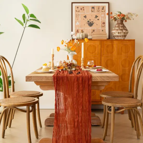 Terracotta Cheesecloth Table Runner 35x120 Inches {5}