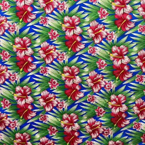 1 Yard Hibiscus Floral Print Polyester Fabric 60 Inch Width Black & Brown {2}