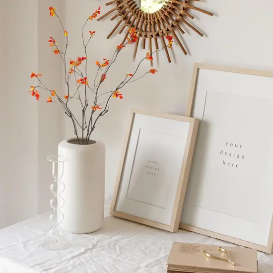 4pcs 38" Autumn Fake Plants with Stems - Orange {5}