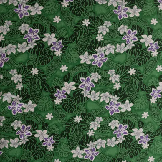 1 Yard Polynesian Tattoo Plumeria Tiare Floral Peachskin Fabric for Apparel 45 Inch Width Gray {4}