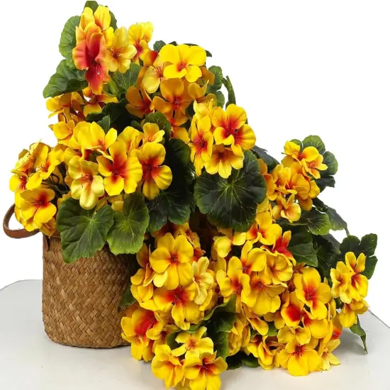 Pack of 4 - Artificial Geraniums Bush Flower - Yellow {3}