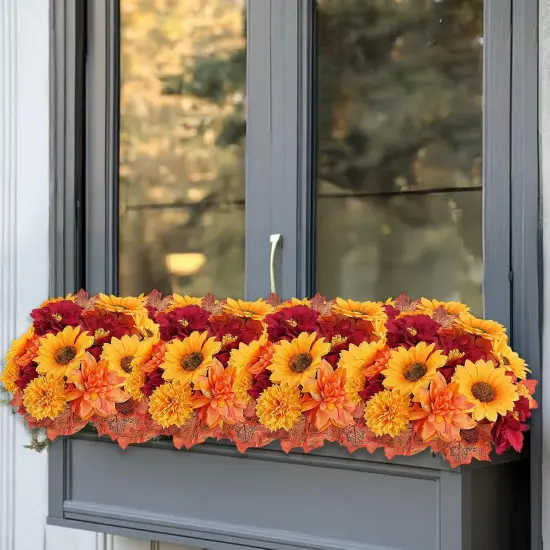 6 Bundles Artificial Fall Dahlia Sunflower {5}