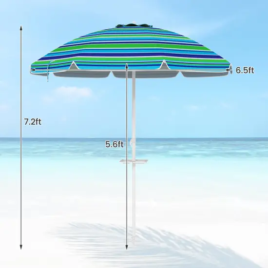 Costway 7.2 FT Portable Beach Umbrella Tilt Sand Anchor Cup Holder with Carry Bag Blue/Navy Blue/Rainbow/Green {3}