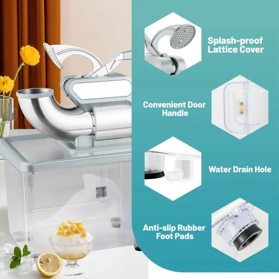 Costway 660LBS/H Commercial Ice Crusher with Dual Blades Safety On/Off Switch for Home Black/Red/White/Gray {5}